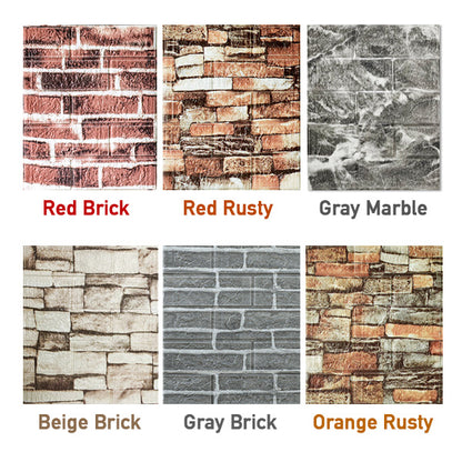 3D Brick Wallpaper Self-adhesive Wall Panel Decals (5 Pcs)